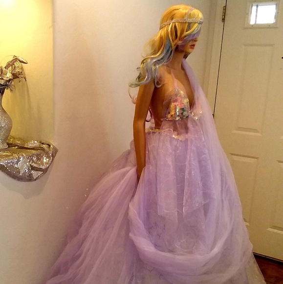 Sample Gown - RITIKA Lavender Lehenga Saree Wedding Ballgown Set - Picture 3 of 16